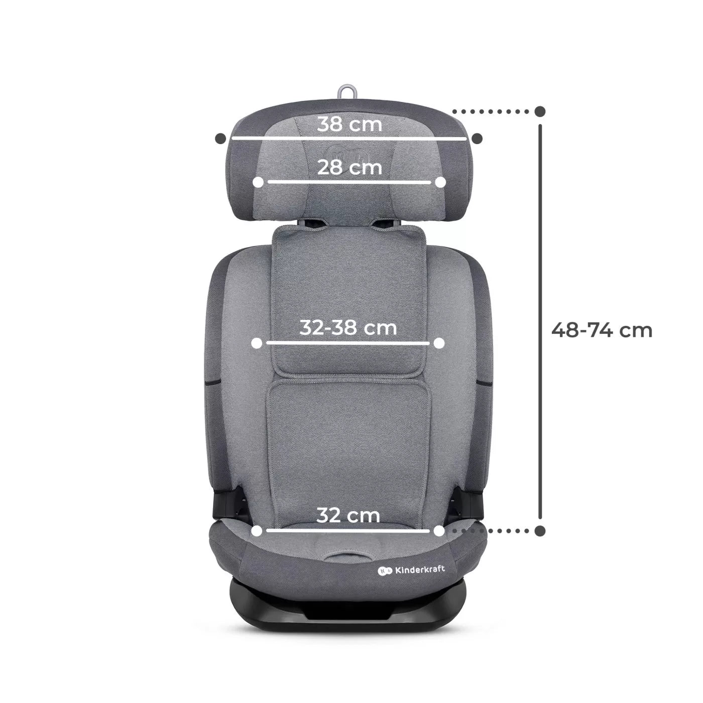 Scaun auto i-size, 76-150 cm, kinderkraft oneto 3, isofix, cool grey