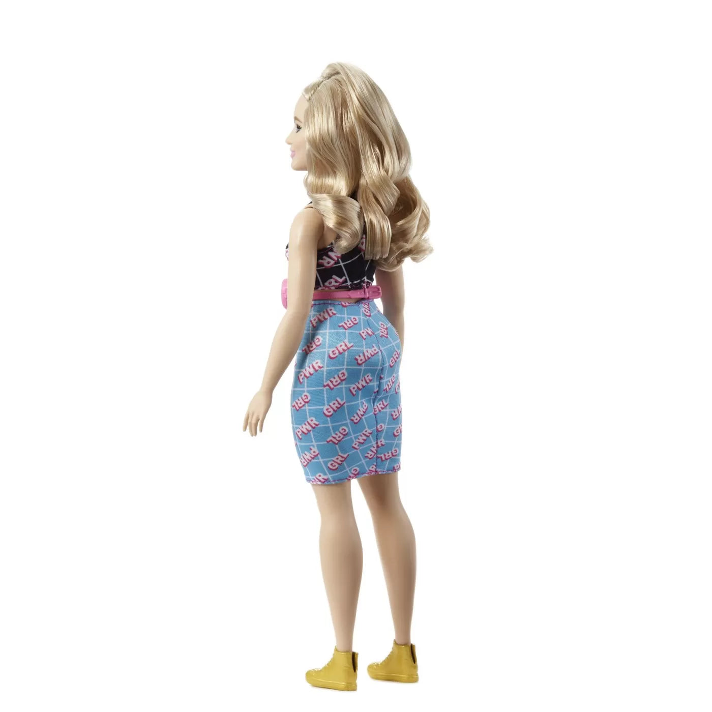Papusa barbie fashionista blonda cu borseta roz