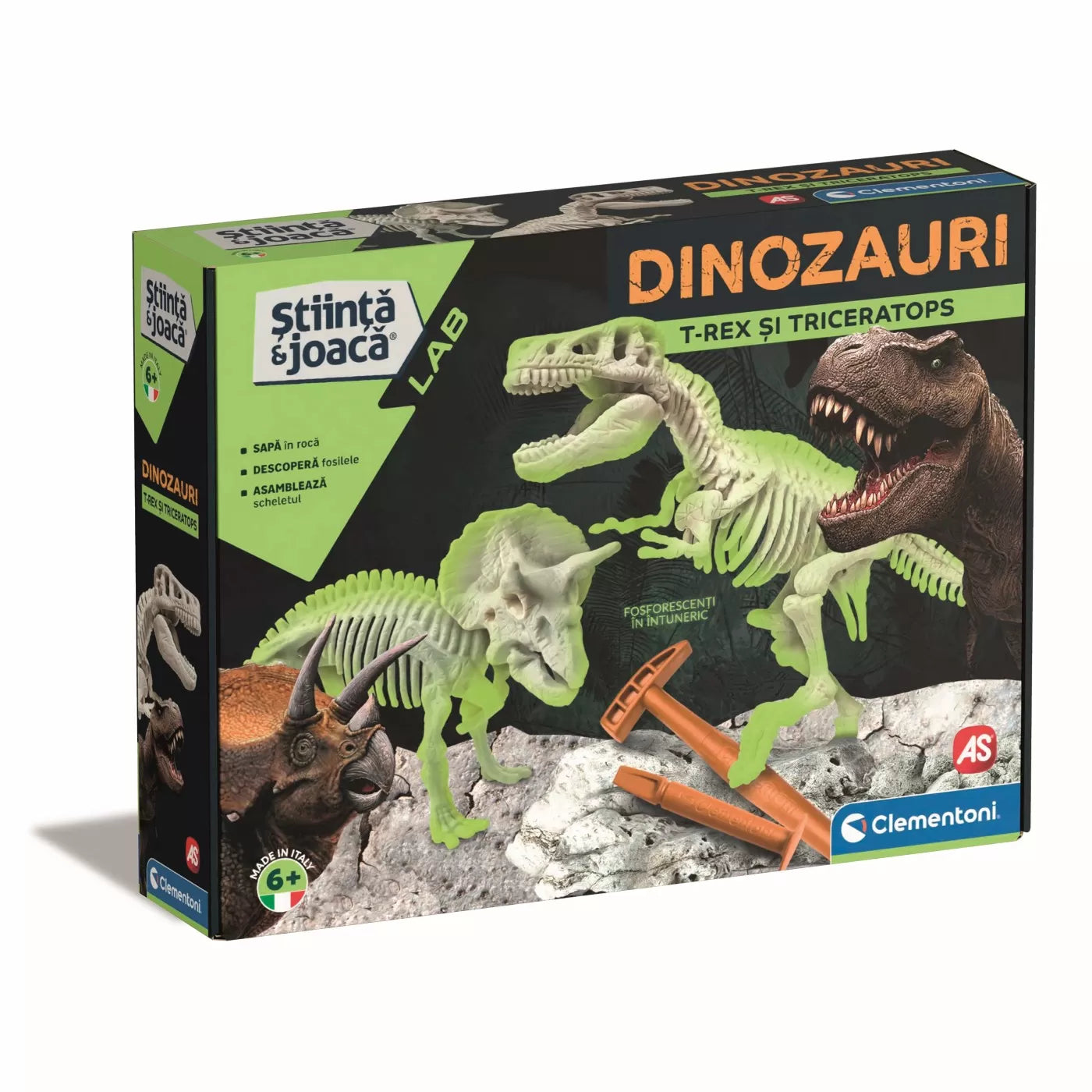 Descopera dinozaurul t-rex & triceraptor fluo stiinta si joaca