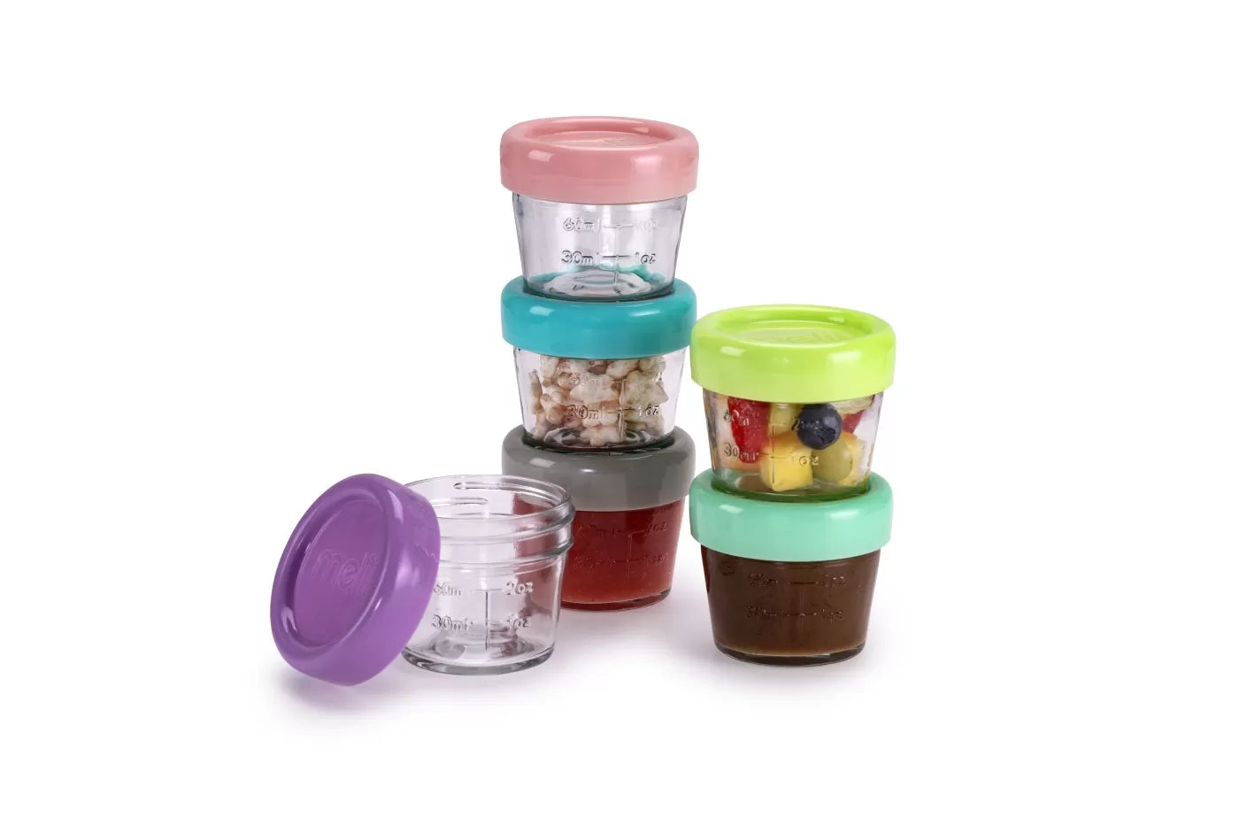 6 darabos üveg bébiétel-tároló készlet, melii, 118 ml