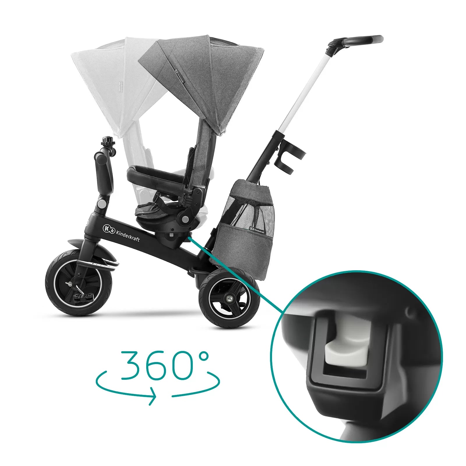 Kinderkraft easytwist tricikli, platina szürke
