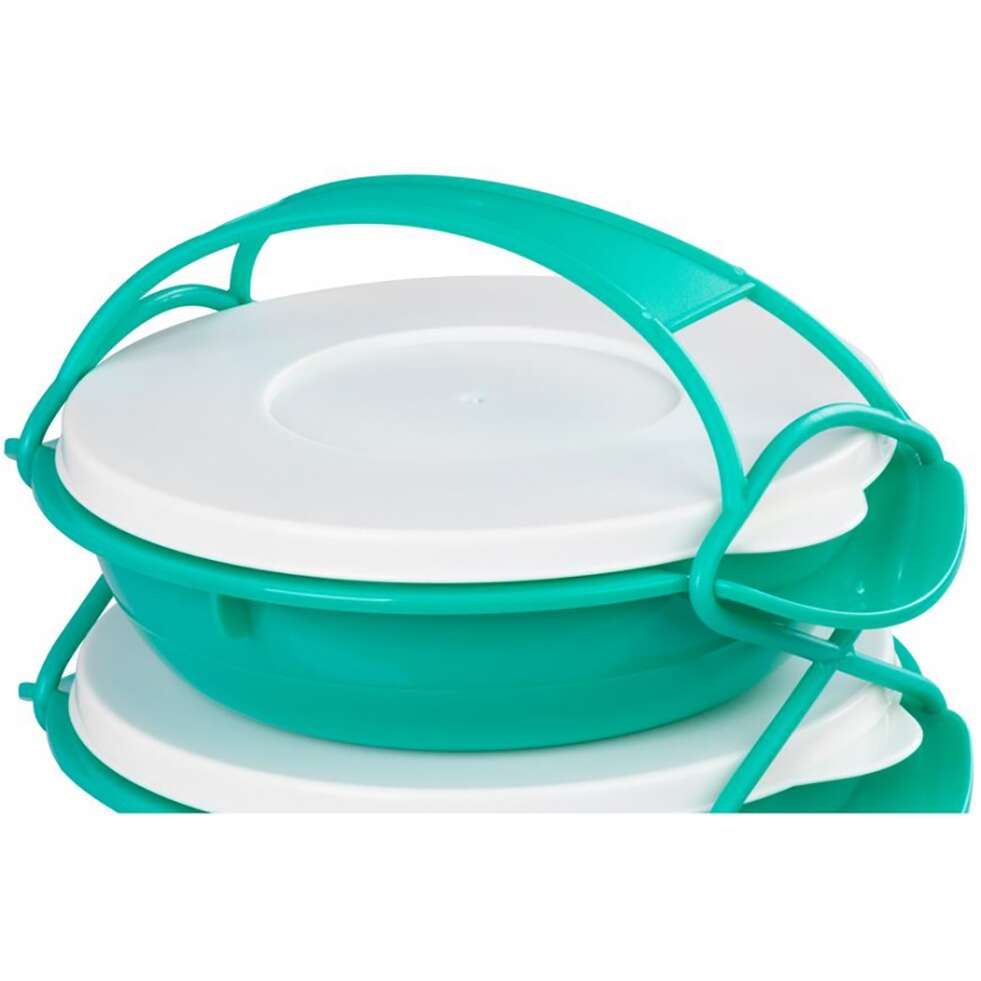 Ételtároló edény, műanyag, szivárgásmentes, zöld, 4 rekesszel, 4x1 L, 22,4x20,5x29,5 cm, MagicHome