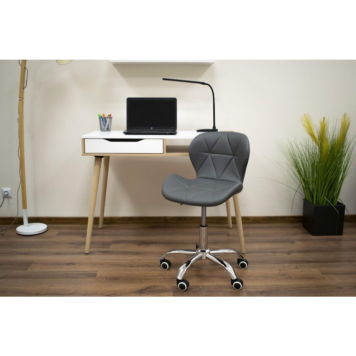 Scaun de birou, Avola, rotativ, piele ecologica, gri, 47.5x55.5x84.5 cm