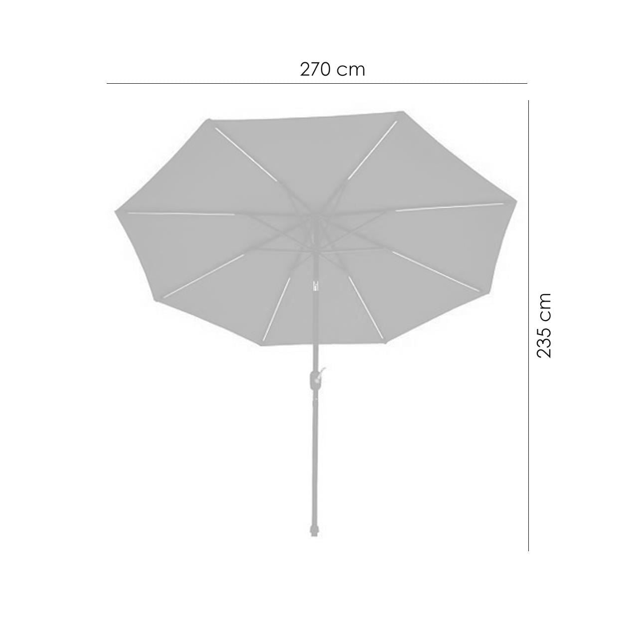 Kerti/terasz napernyő, napelemes LED, 270 cm
