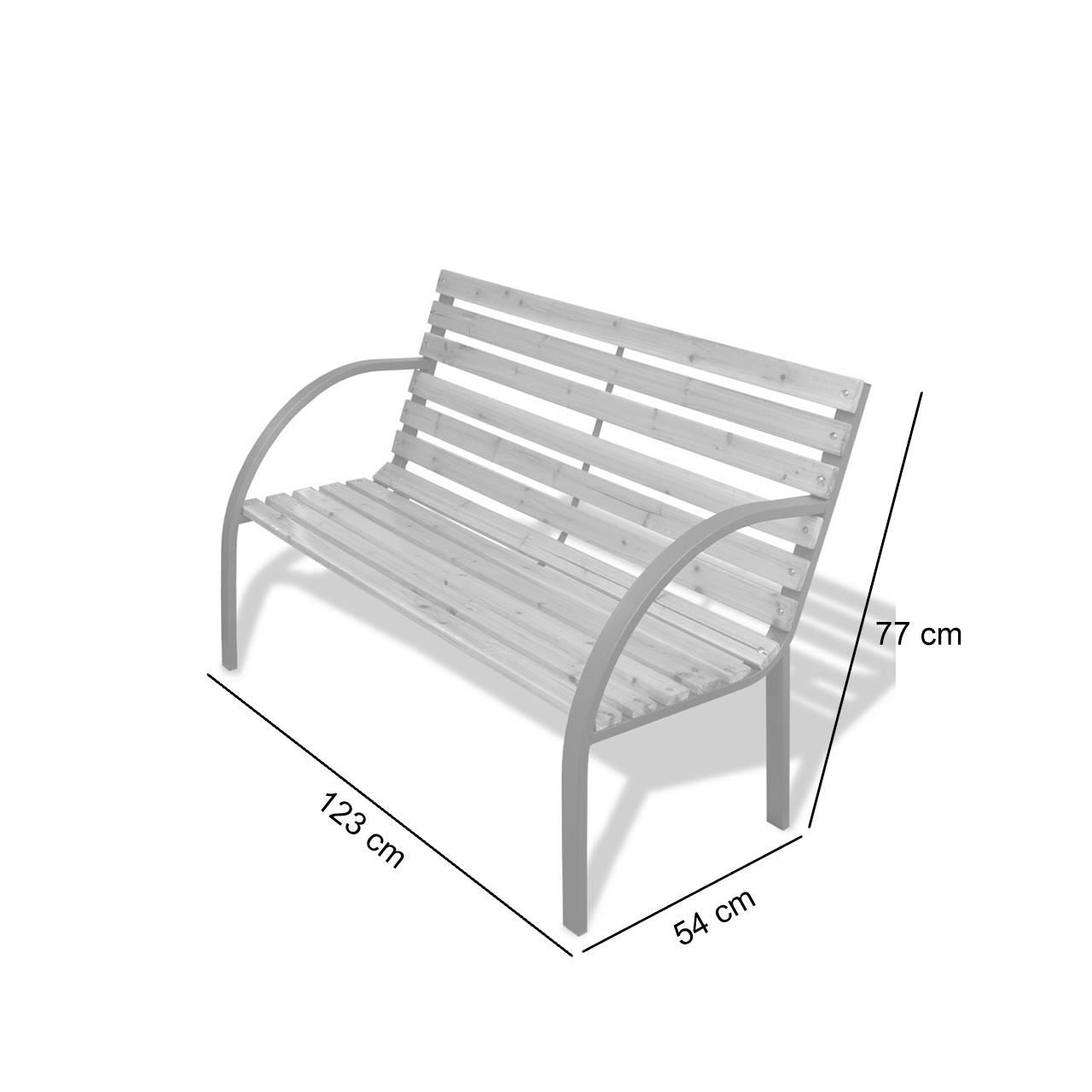 Banca de gradina, lemn, structura metal, 123x54x77 cm, Everild