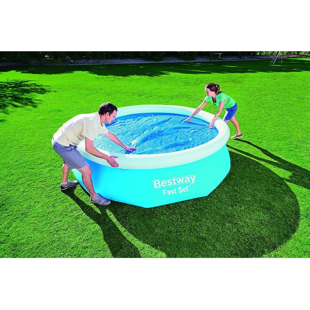 Napelemes medencefedés 244 cm, kerek, kék, 210 cm, Bestway FlowClear