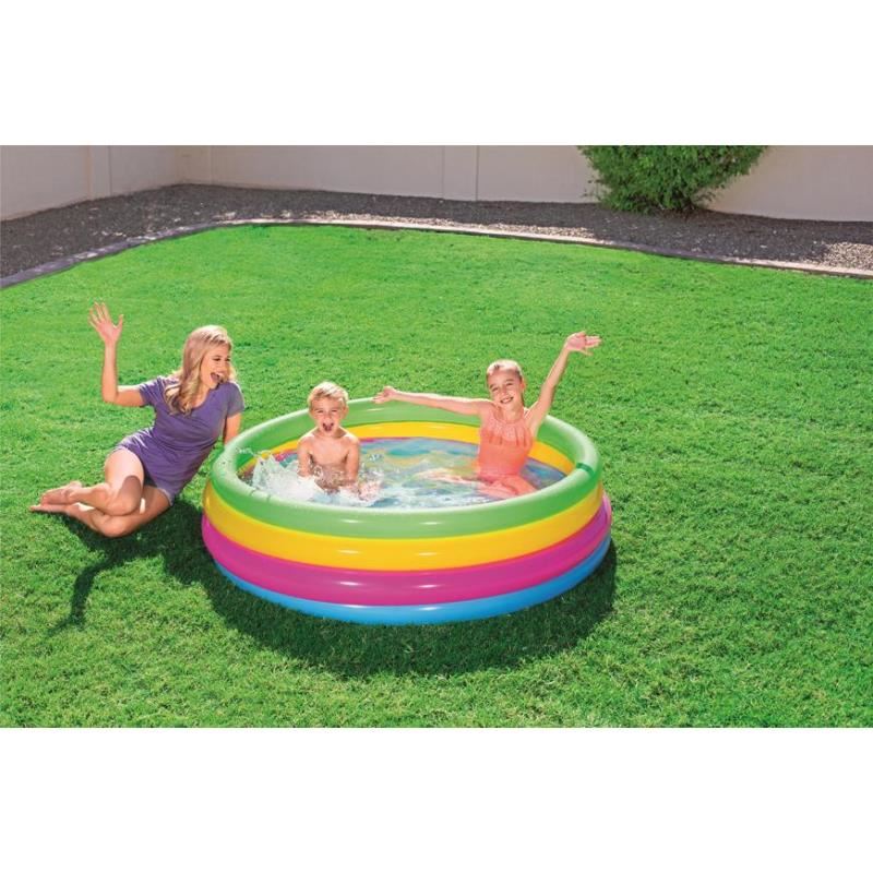 Felfújható gyerekmedence, kerek, szivárványszínű, 157x46 cm, Bestway Rainbow