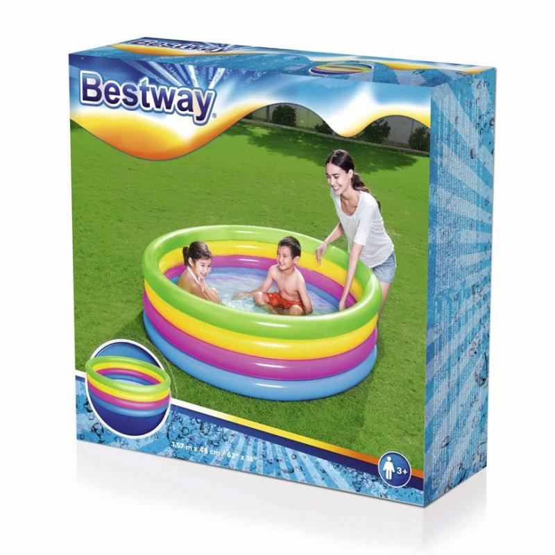 Felfújható gyerekmedence, kerek, szivárványszínű, 157x46 cm, Bestway Rainbow
