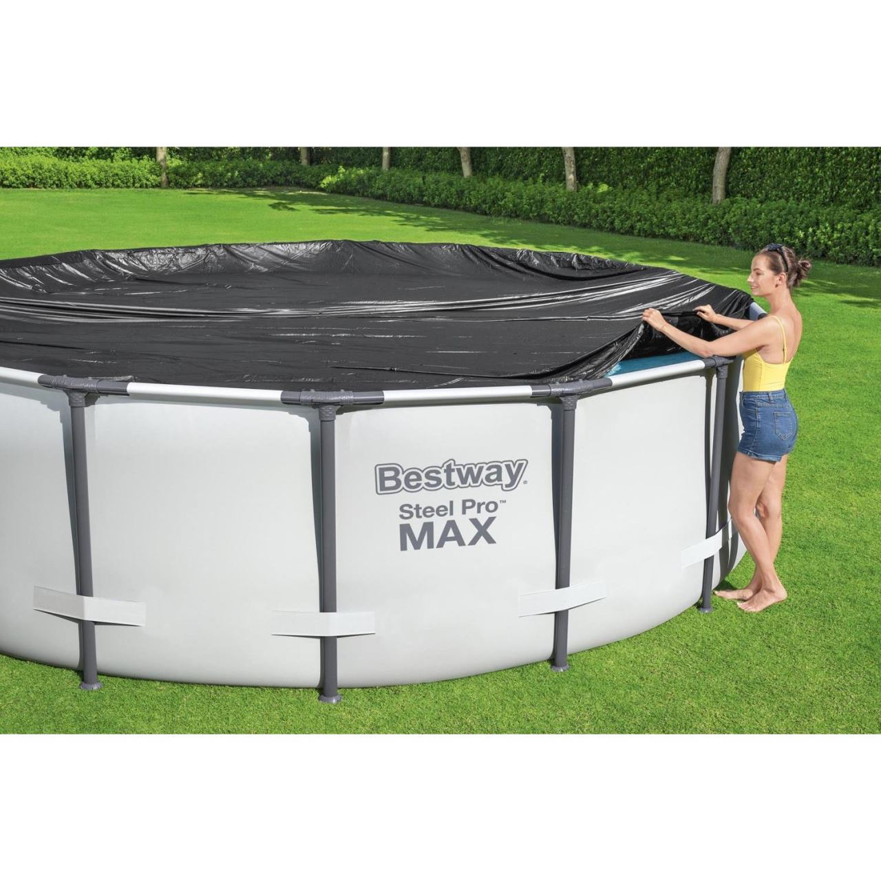 Medencetakaró ponyva, PVC, fekete, 305 cm, Bestway