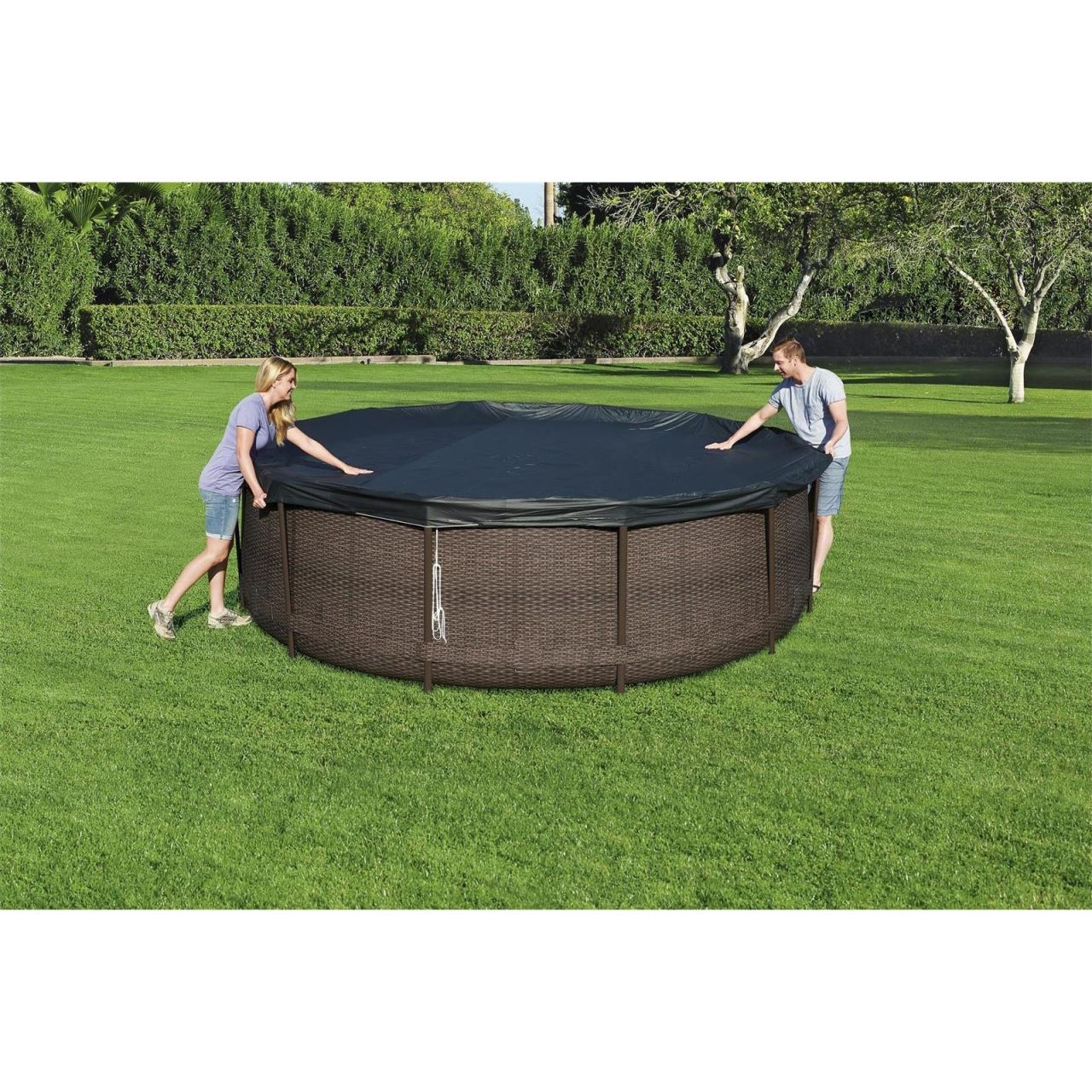Medencetakaró ponyva, PVC, fekete, 366 cm, Bestway