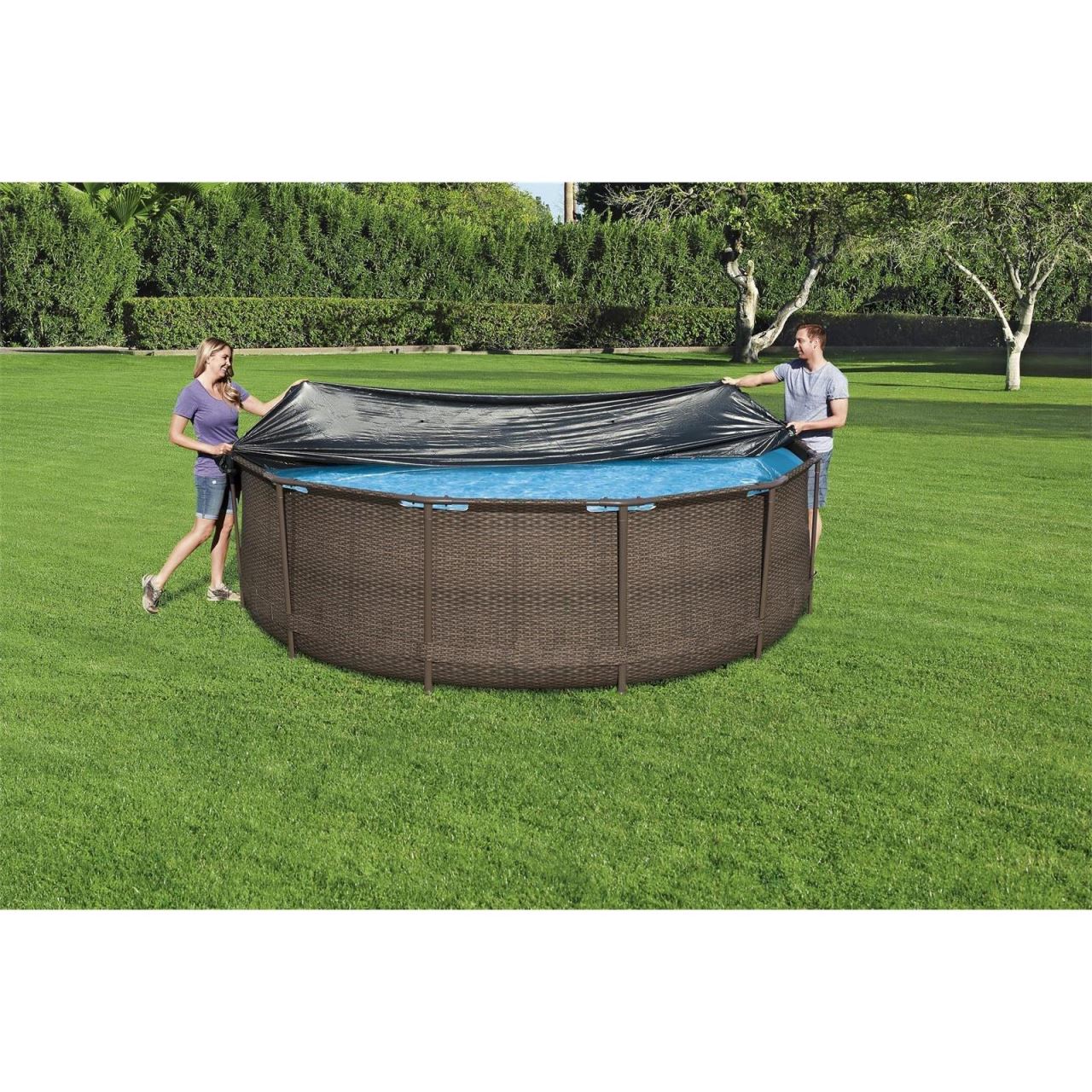 Medencetakaró ponyva, PVC, fekete, 366 cm, Bestway