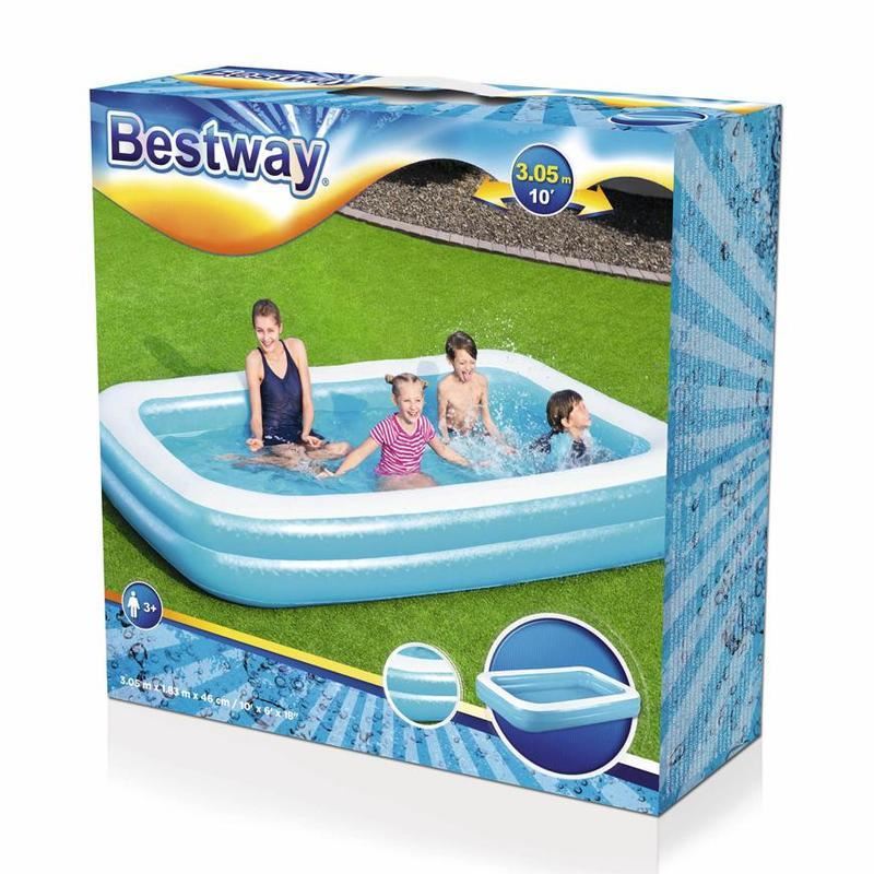 Felfújható gyerekmedence, téglalap alakú, kék, 305x183x46 cm, Bestway Family