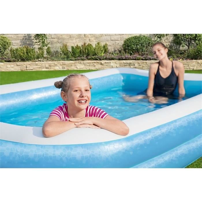 Piscina gonflabila pentru copii, dreptunghiulara, albastru, 305x183x46 cm, Bestway Family