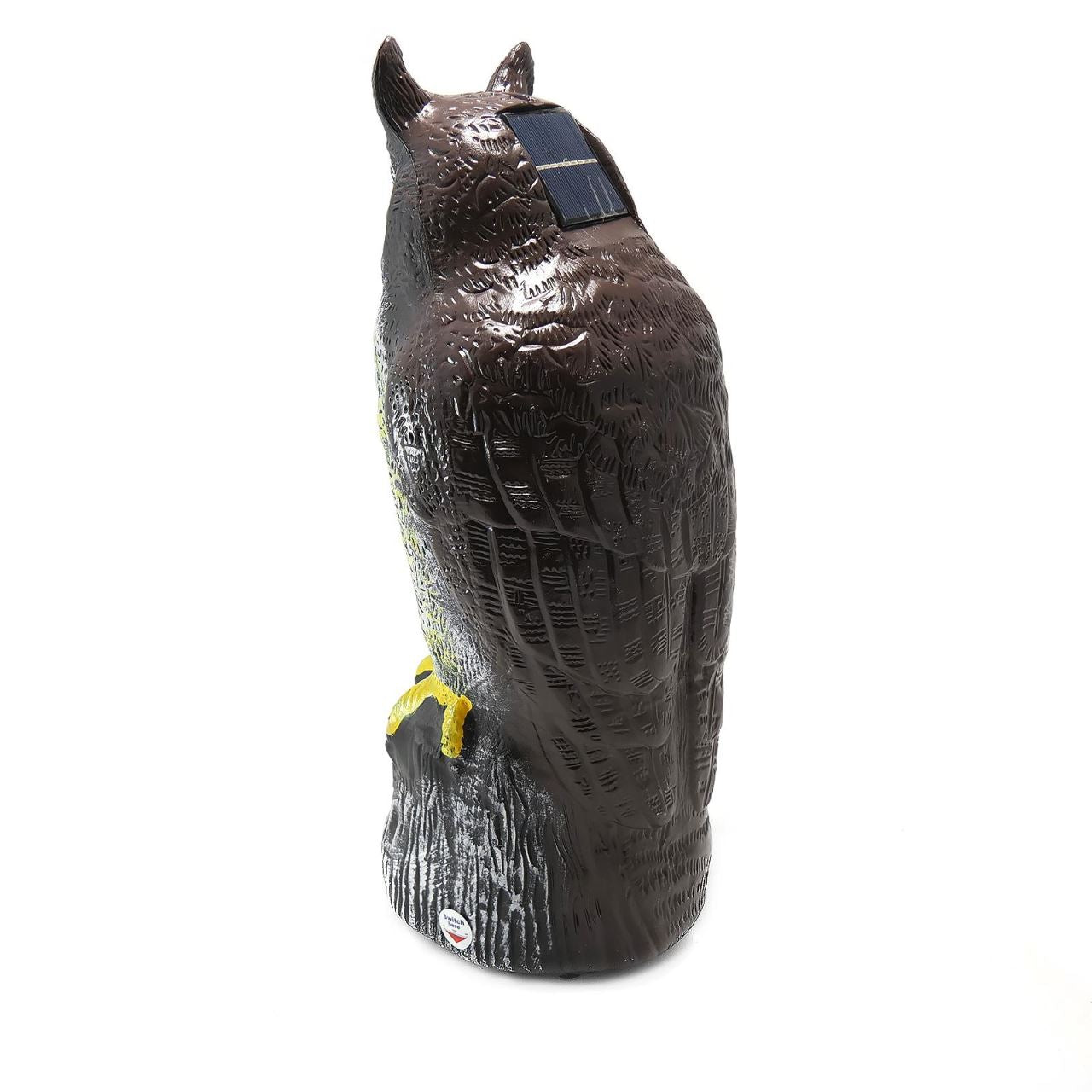 Dekoráció / kártevő madárijesztő, napelemes, Bagoly világító szemekkel 41cm