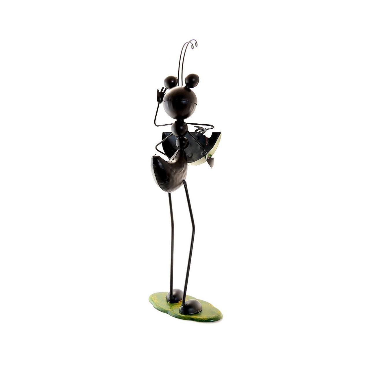 Kerti dekoráció, fém, hangya görögdinnyével, 21x18x61 cm