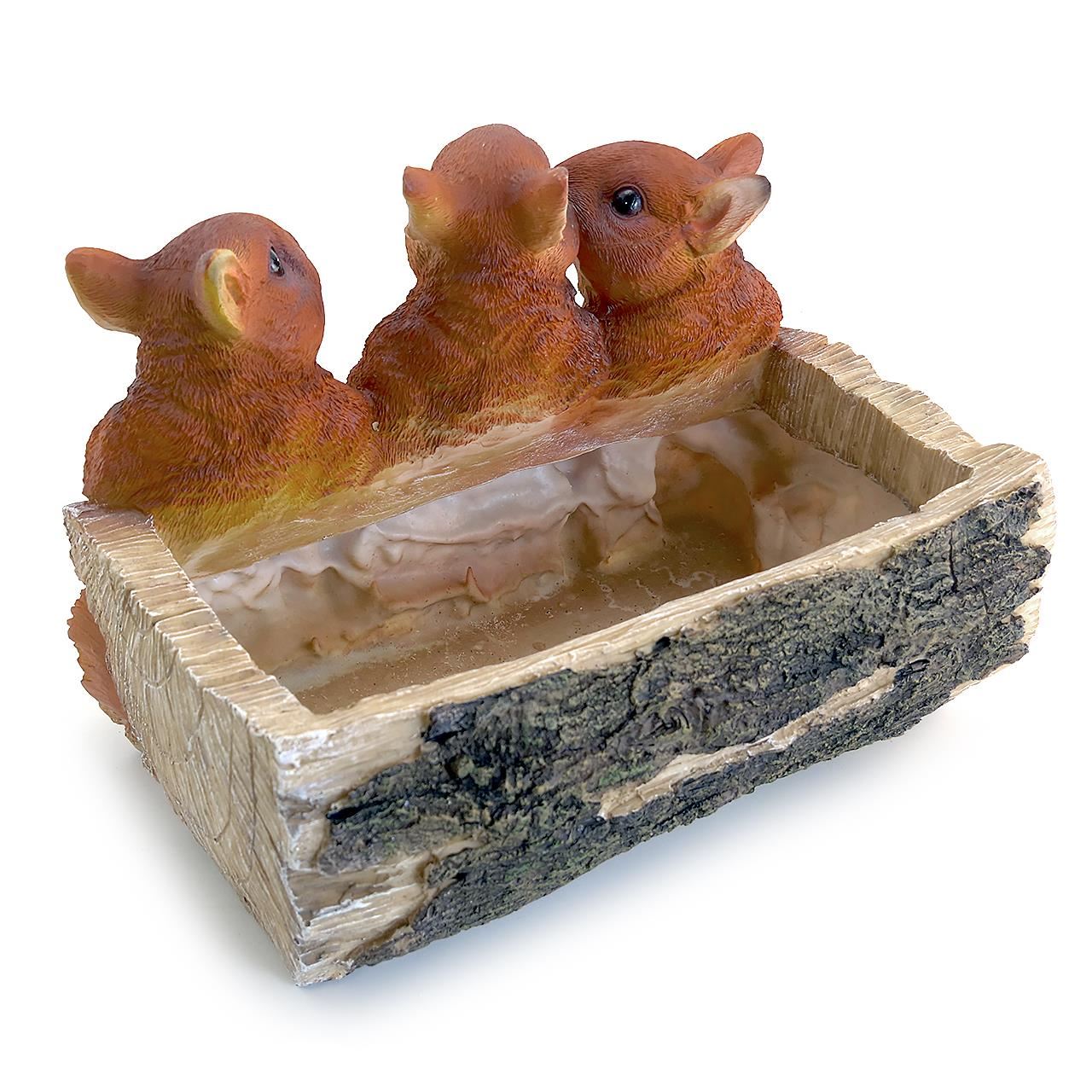 Kerti dekoráció, polirezin, mókusok cserepekkel, 31x22x20 cm