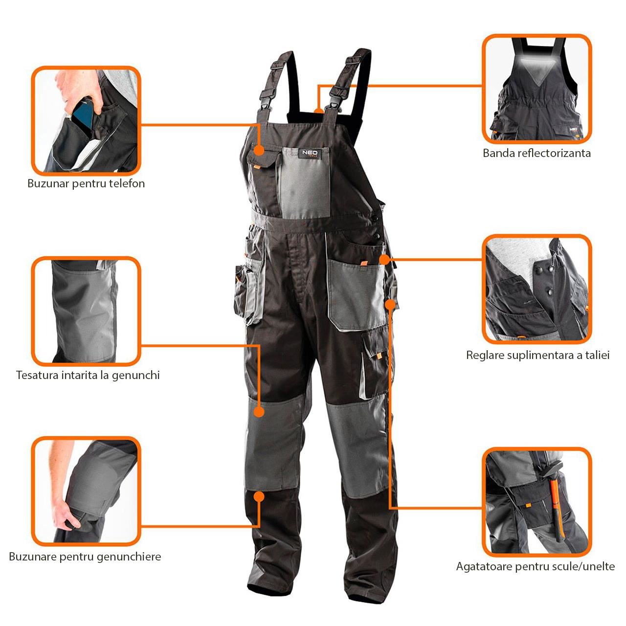 Kantáros munkanadrág, overall, HD modell, XXL/58 méret, NEO