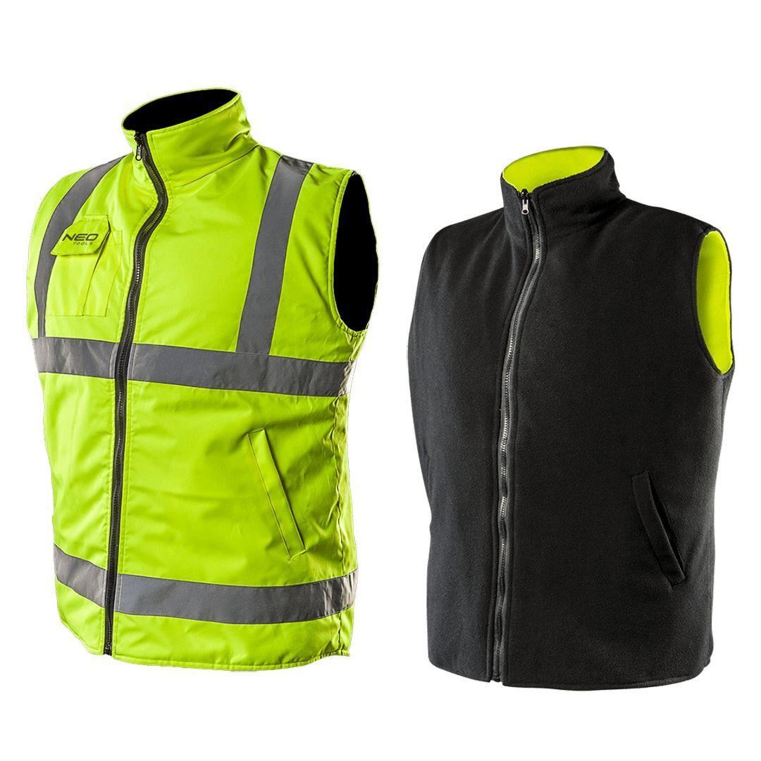 Kétoldalas fényvisszaverő munkamellény, sárga/fekete, XXL/58. sz., Neo Tools, 81-520-XXL