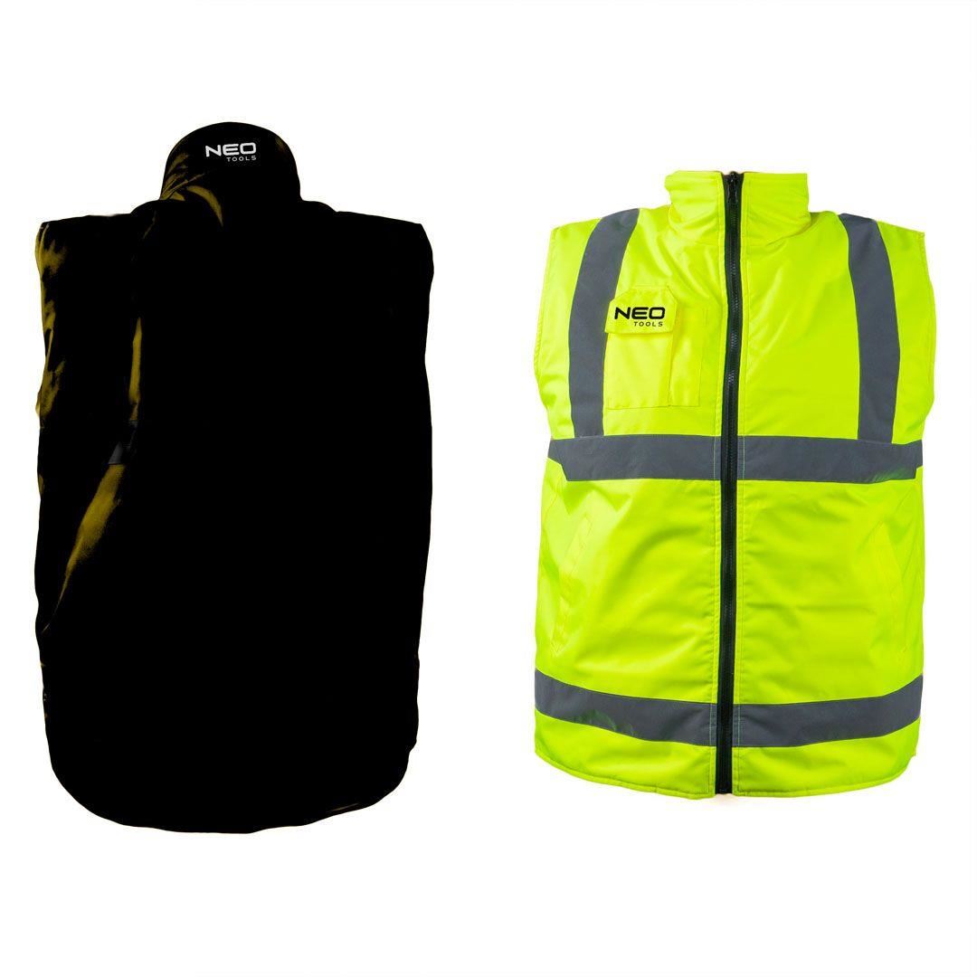 Kétoldalas fényvisszaverő munkamellény, sárga/fekete, XXL/58. sz., Neo Tools, 81-520-XXL