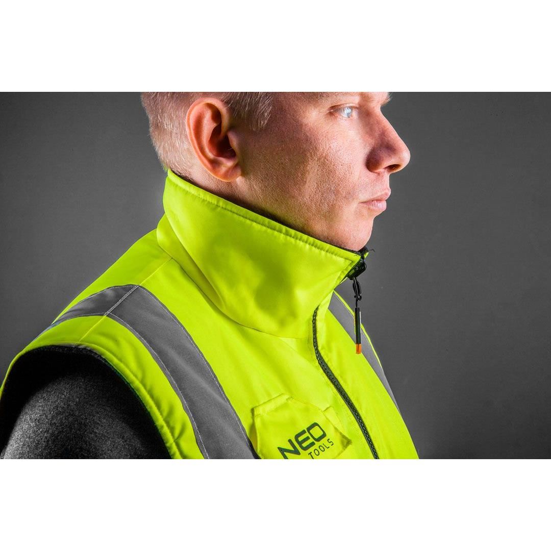 Kétoldalas fényvisszaverő munkamellény, sárga/fekete, XXL/58. sz., Neo Tools, 81-520-XXL