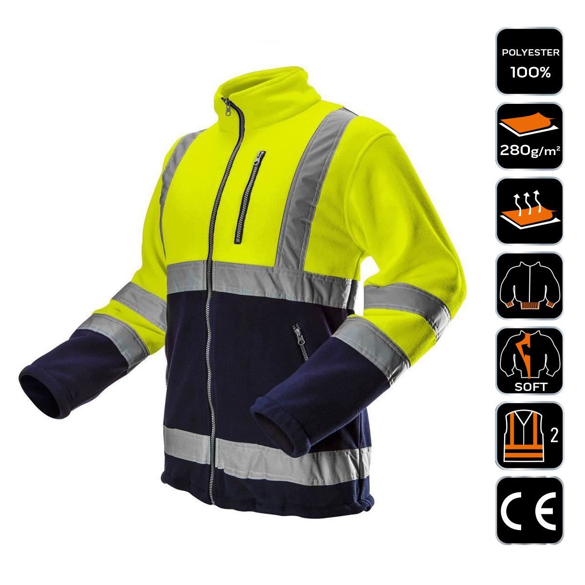 Munkakabát, fényvisszaverő, polár, sárga, láthatósági modell, XL/56-os méret, NEO