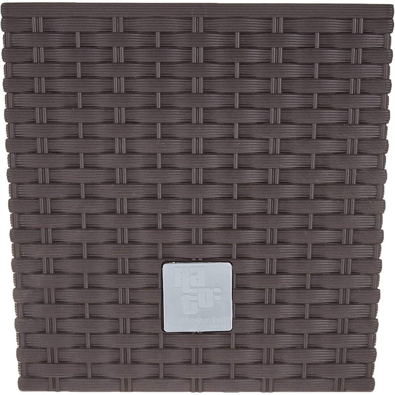 Ghiveci de flori, Prosperplast, Rato Low, patrat, 6.8 L, imitatie ratan, maro, 20x20x20.2 cm