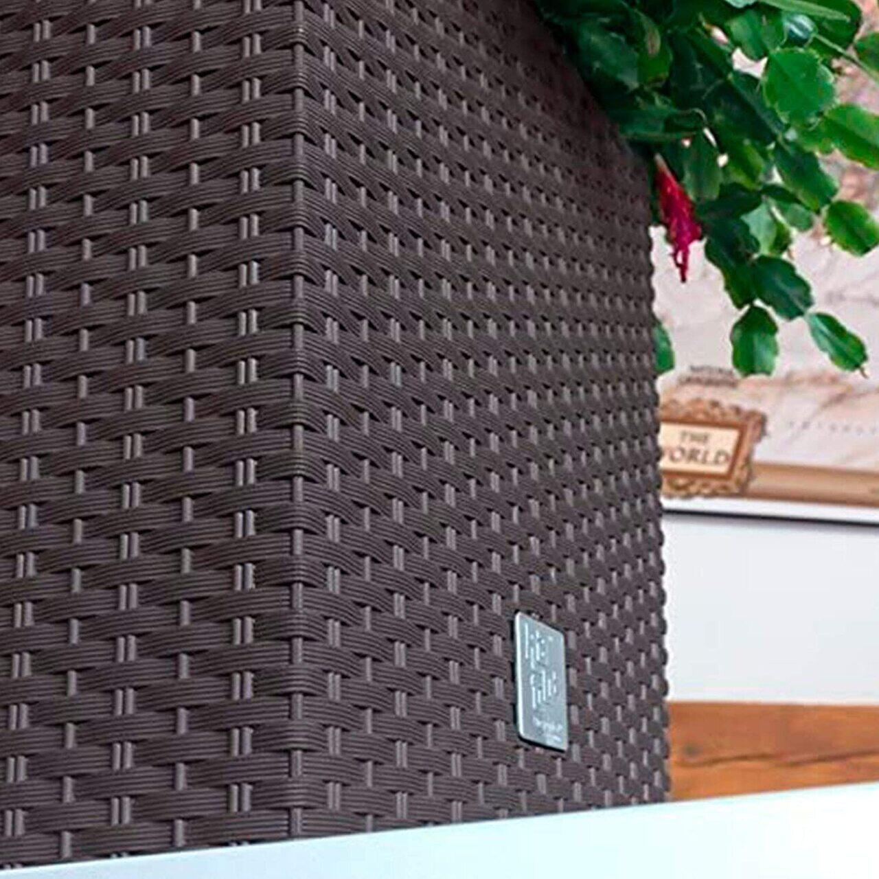 Ghiveci de flori, Prosperplast, Rato Low, patrat, 6.8 L, imitatie ratan, maro, 20x20x20.2 cm