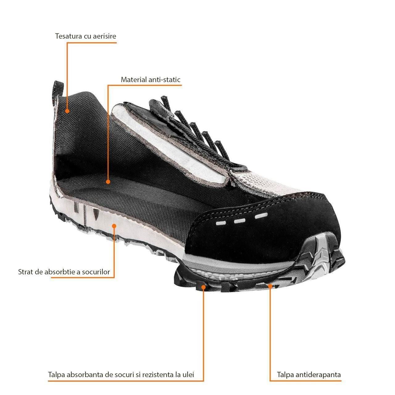 Pantofi de lucru fara elemente metalice, O1, SRA, marimea 41, NEO