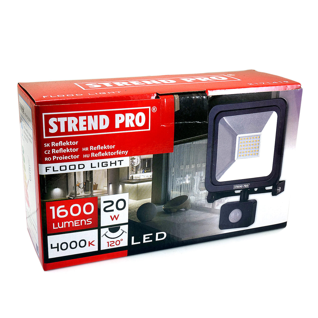Munkalámpa, LED, szenzorral, 20 W, 1600 lm, IP44, Strend Pro