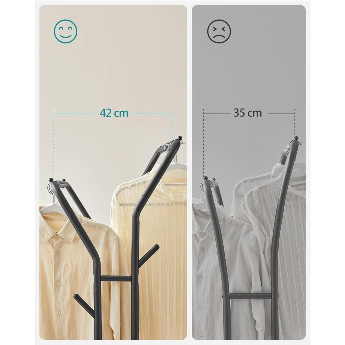 Suport mobil cu roti pentru haine, cu raft incaltaminte, otel, negru, max 100 kg, 103.5x52.5x155 cm