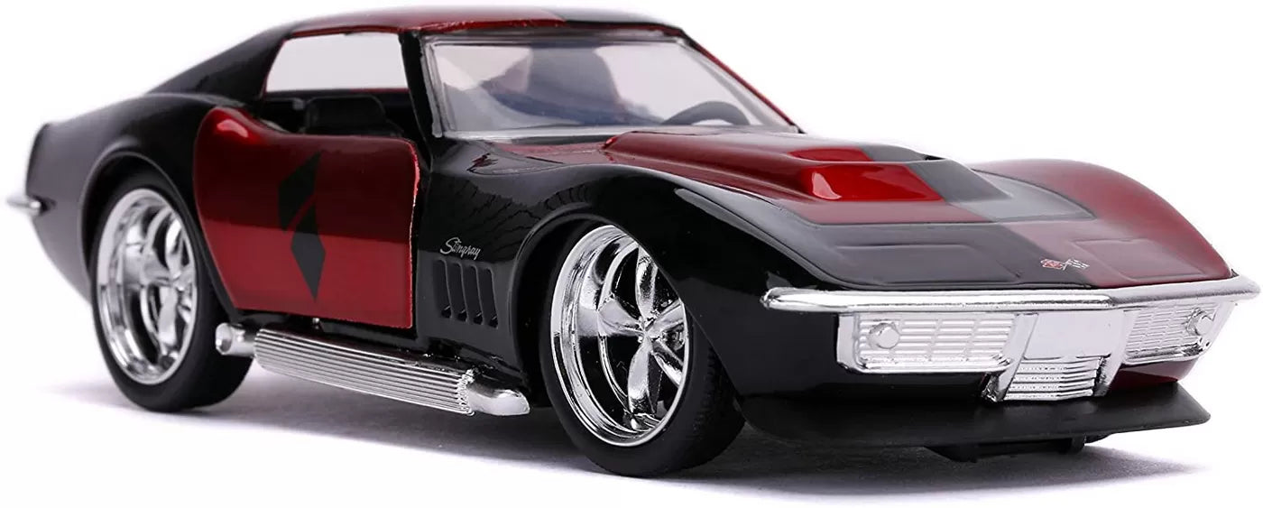 Harley Quinn 1969-es Corvette Stingray fém autó 1-32 méretarányban