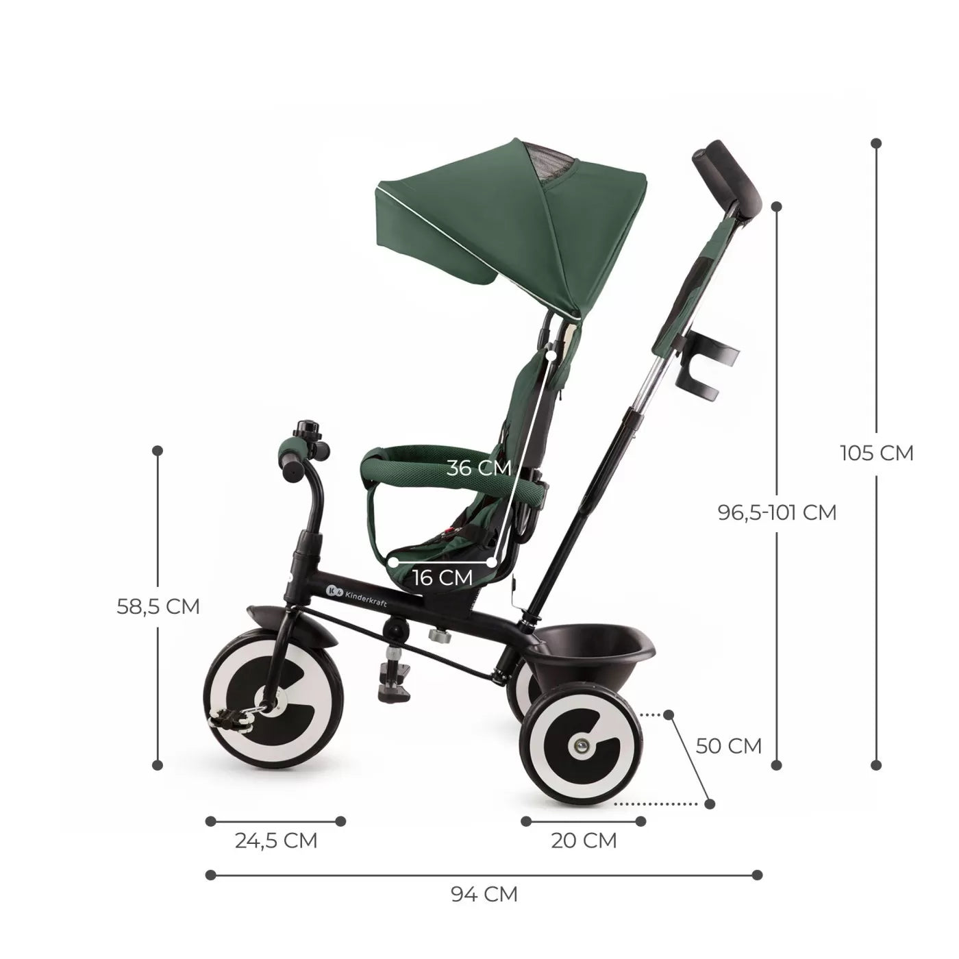 Gyerek tricikli, kinderkraft aston, misztikus zöld