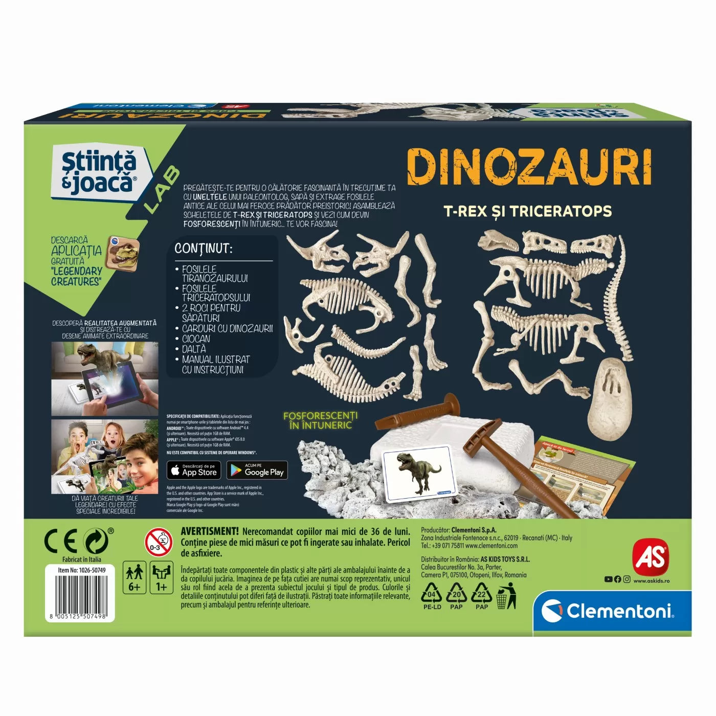 Descopera dinozaurul t-rex & triceraptor fluo stiinta si joaca