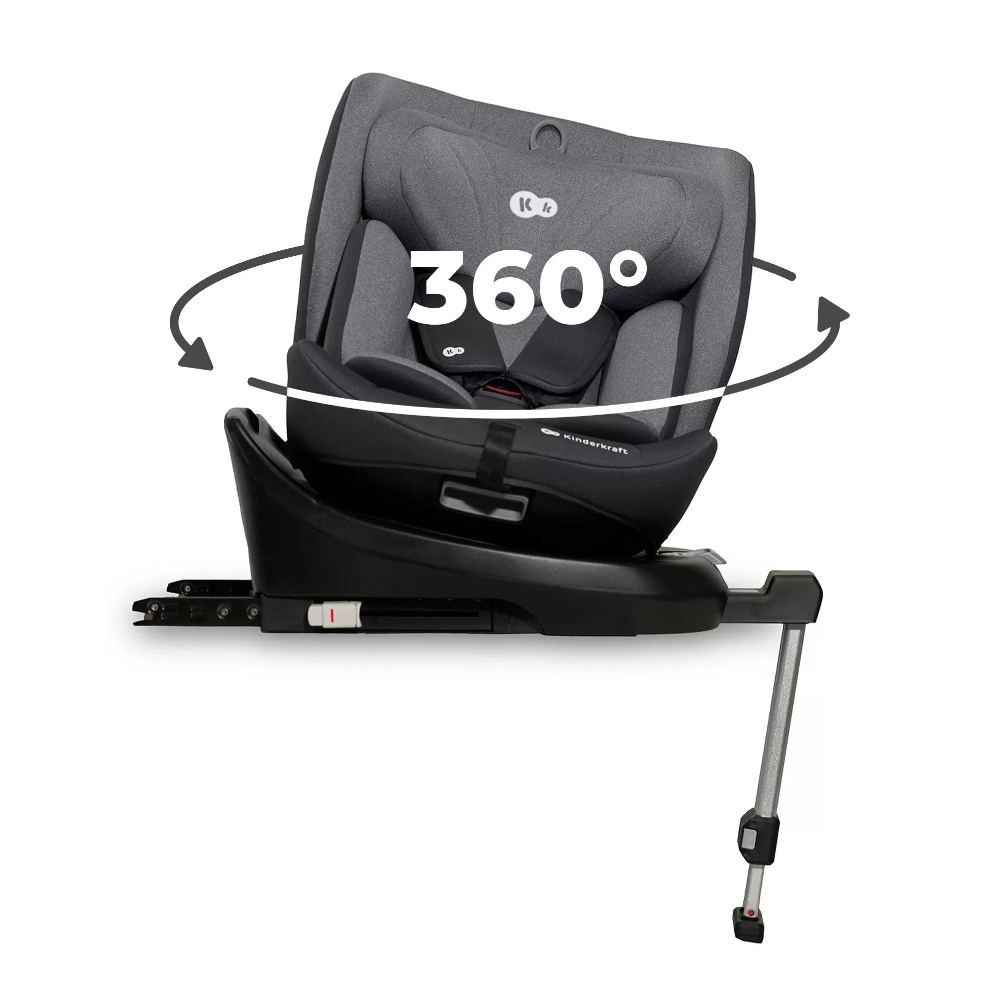 Scaun auto i-size, 40-150 cm, kinderkraft i-360, grey