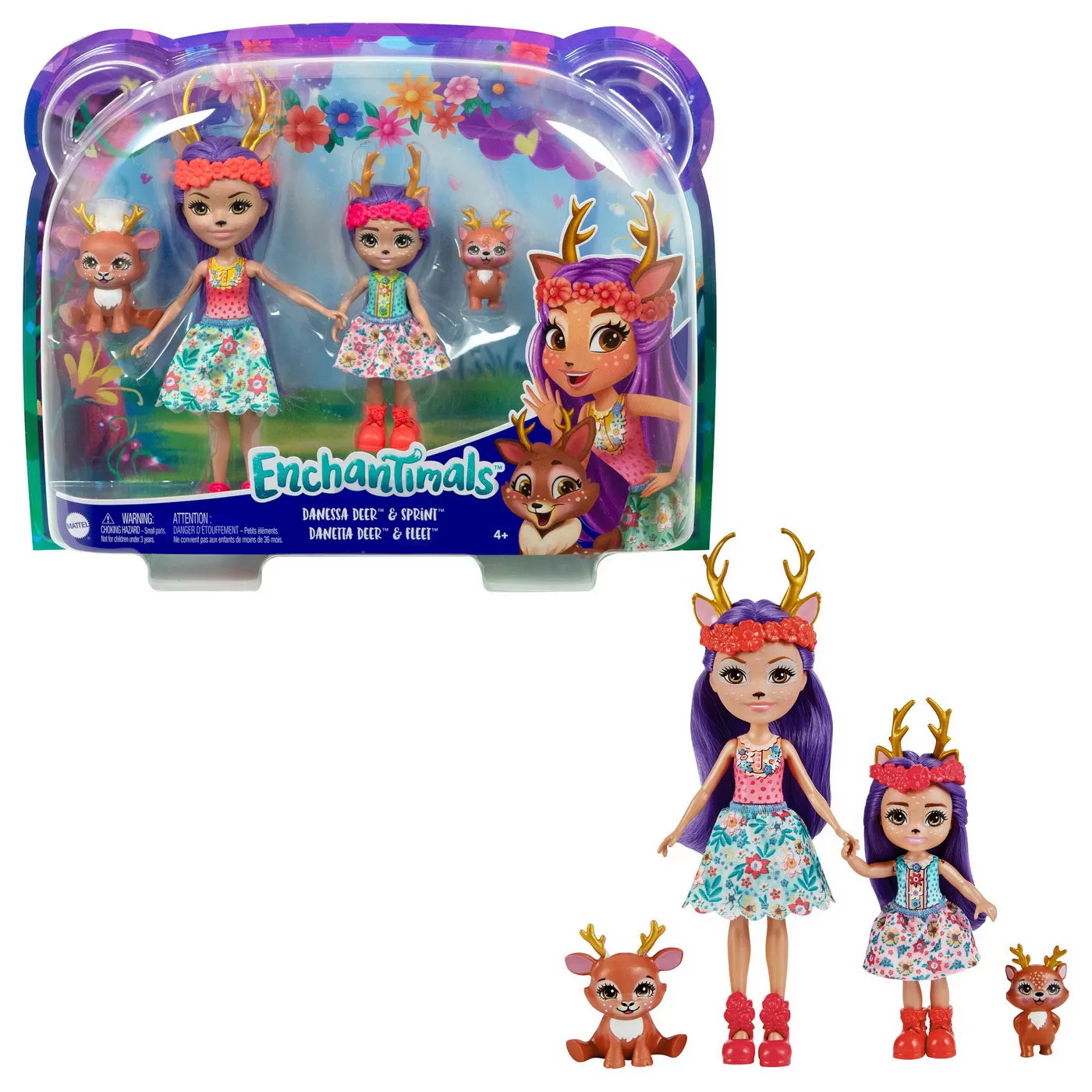 Enchantimals testvérbabák és háziállataik, Danessa Deer, Sprint és Danetta Deer és Fleet