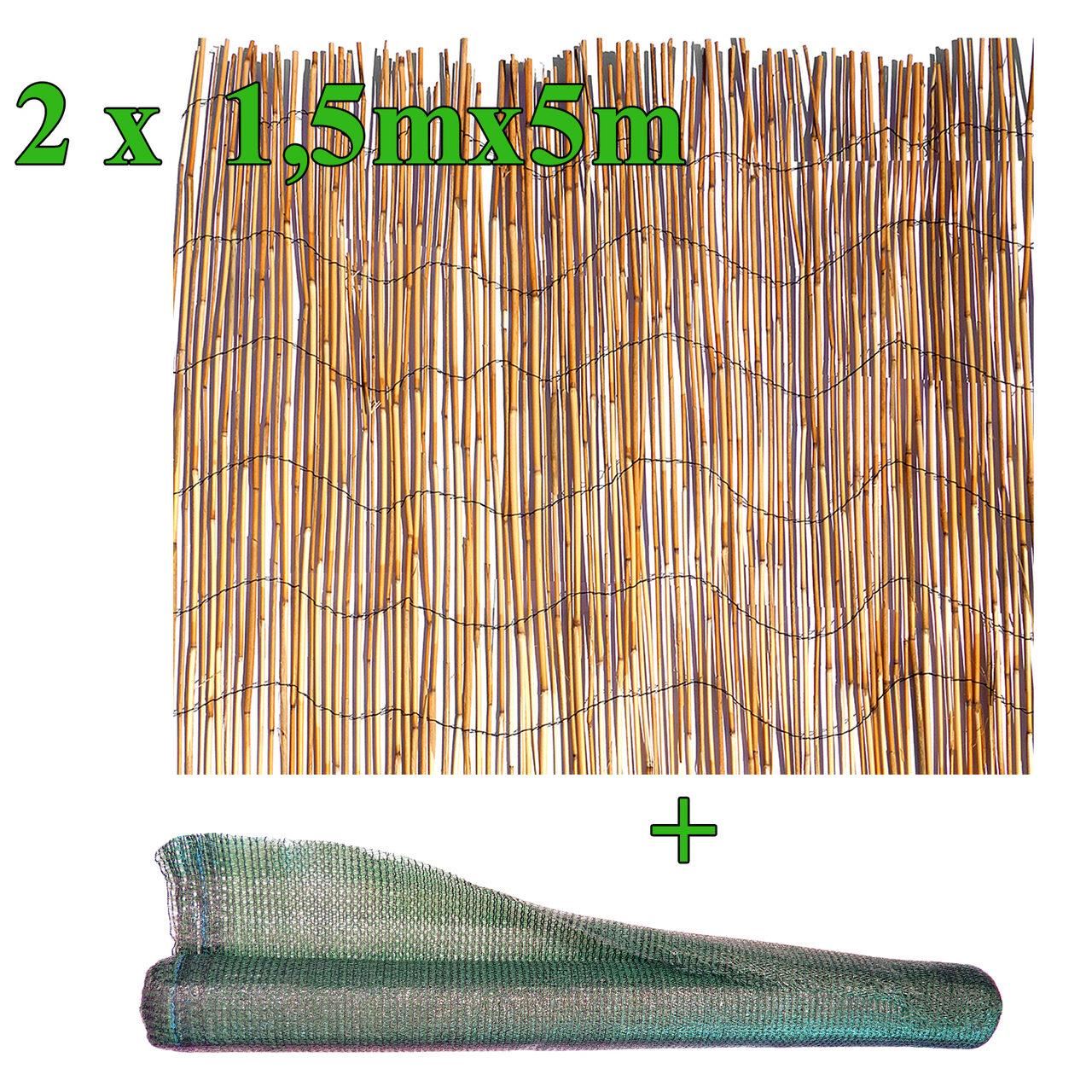 2 db-os nád szett, 1,5x5 m + Árnyékolóháló 85 g/nm, 10x1,5 m