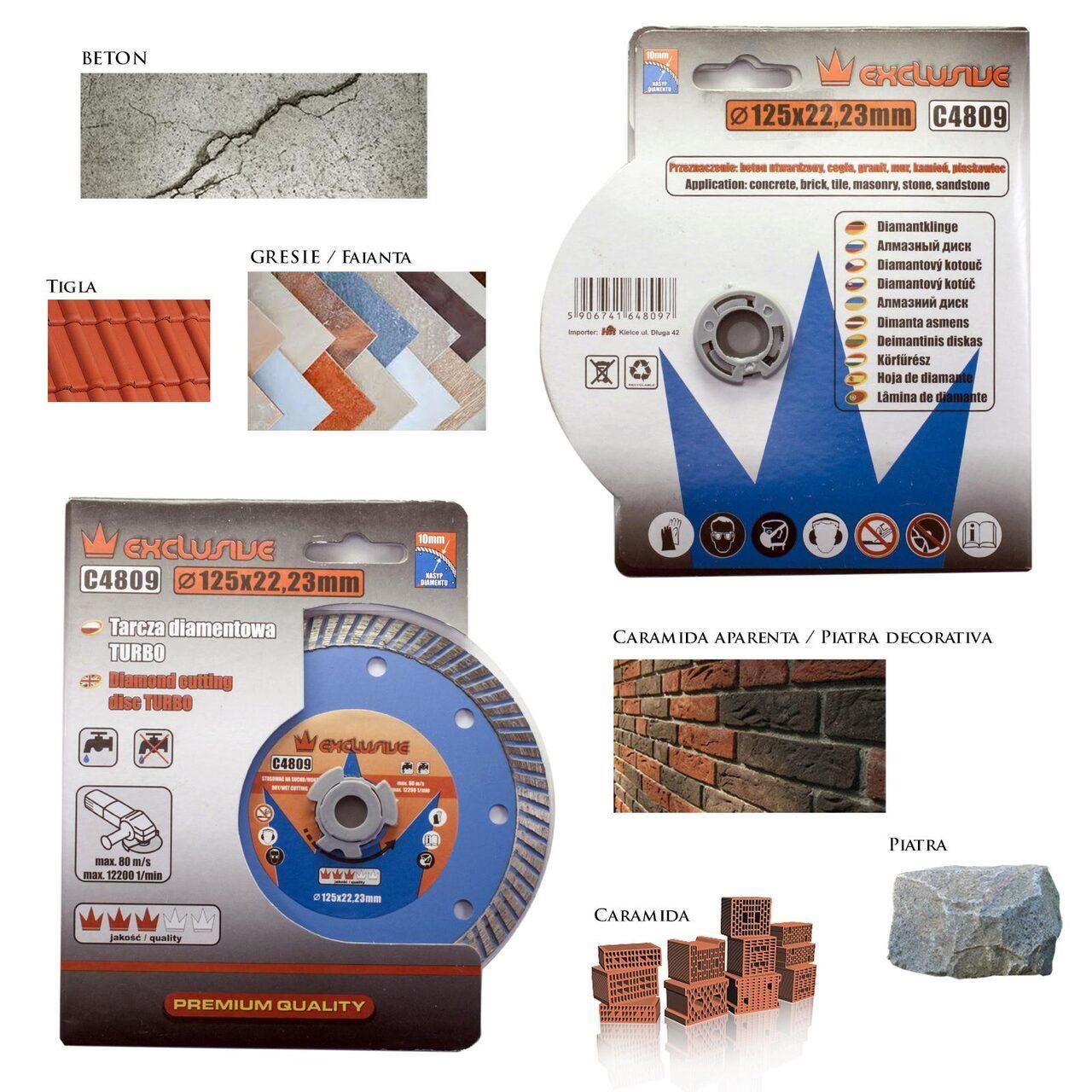 Turbó gyémánttárcsa, betonhoz, nedves és száraz vágás, 125 mm/22,23 mm, Richmann