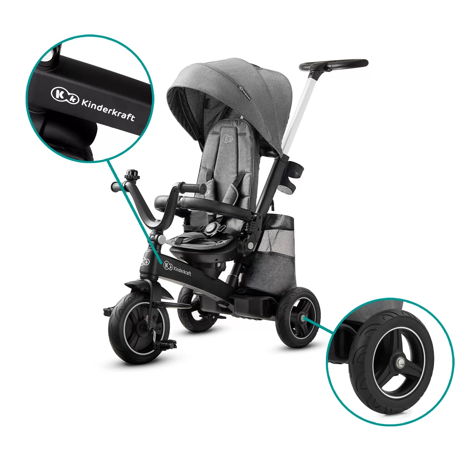 Kinderkraft easytwist tricikli, platina szürke