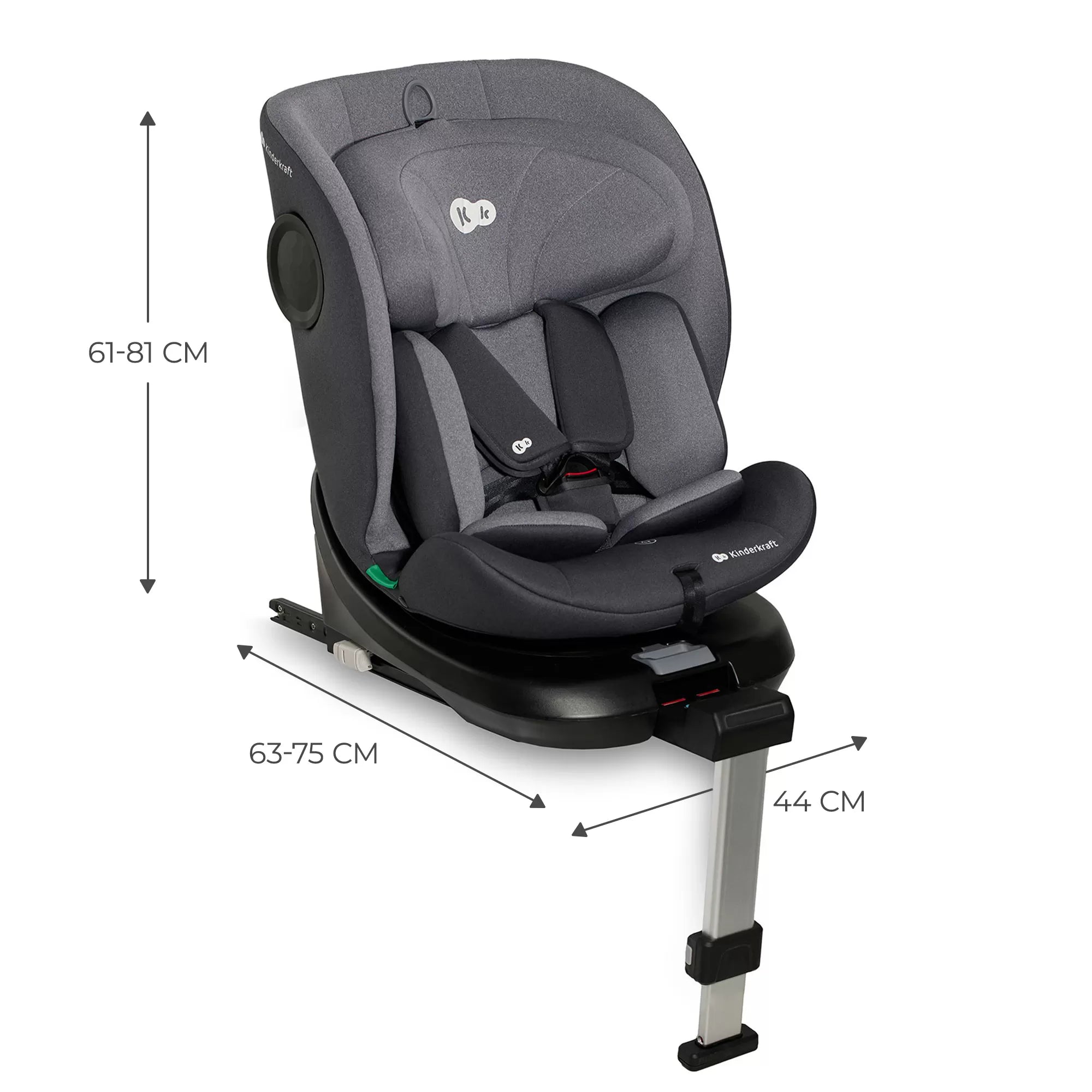 Scaun auto i-size, 40-150 cm, kinderkraft i-360, grey