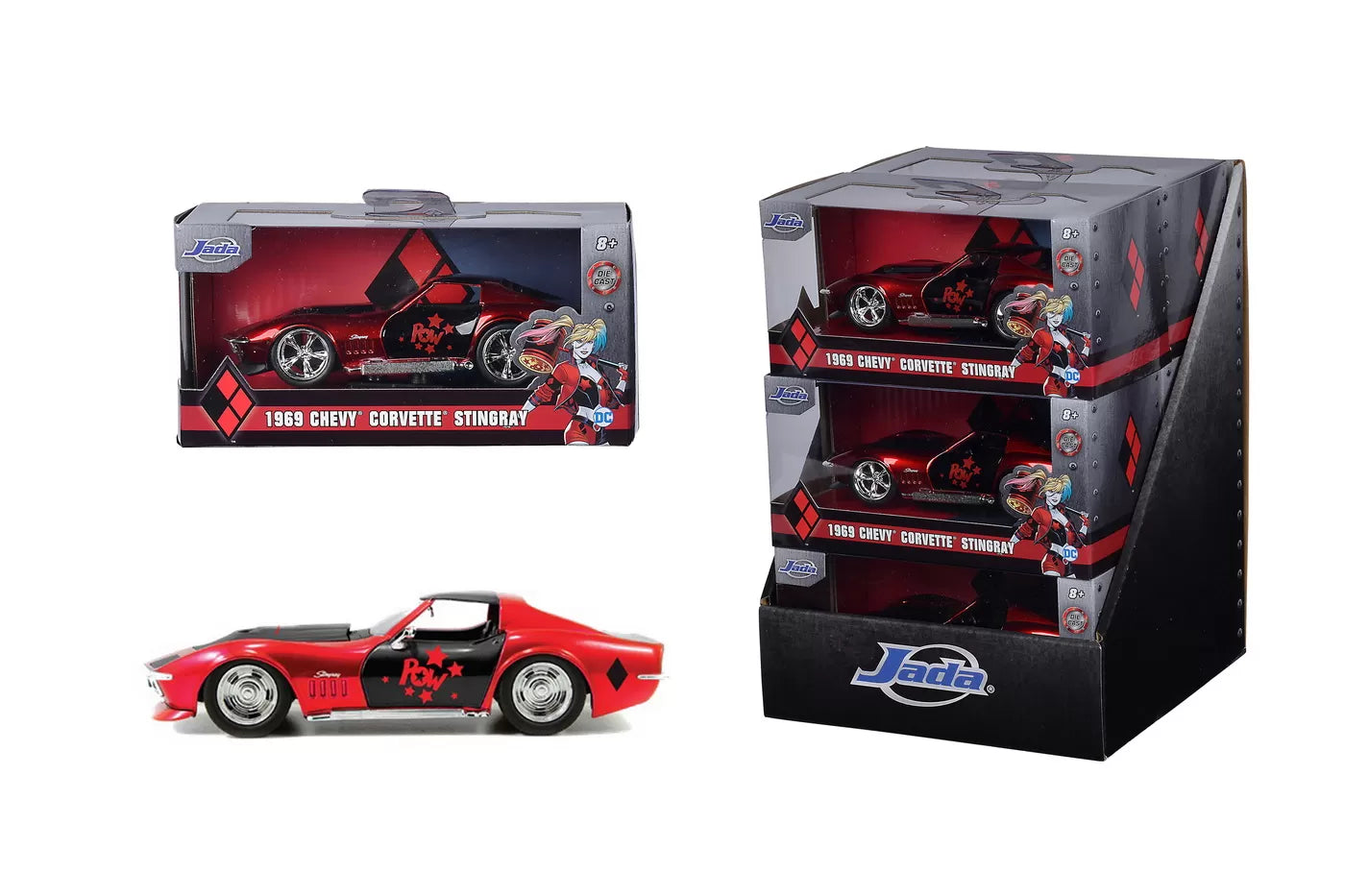 Harley Quinn 1969-es Corvette Stingray fém autó 1-32 méretarányban