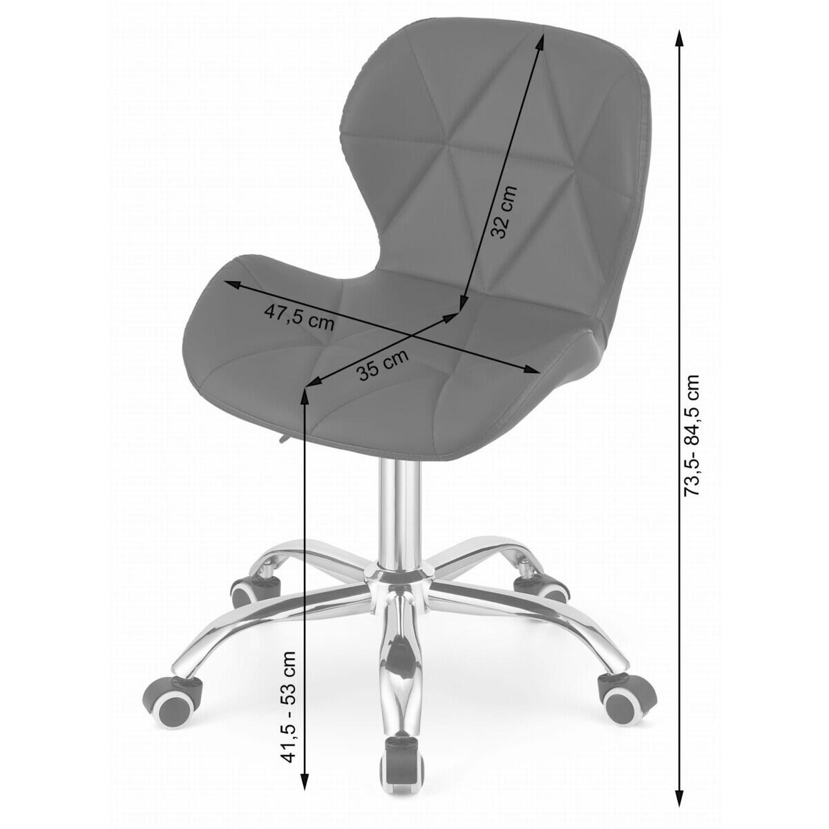 Scaun de birou, Avola, rotativ, piele ecologica, alb, 53.5x55.5x73.5-84.5 cm