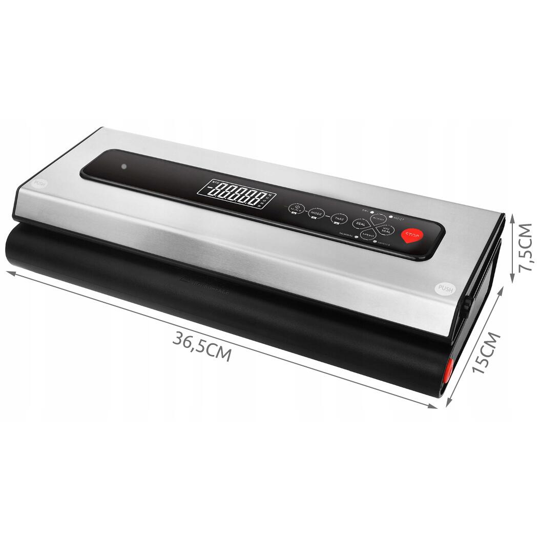 Aparat de sigilat si vidat, cu cantar, accesorii, 120 W, -80 kPa, max 2 kg, 36.5x15x7.5 cm