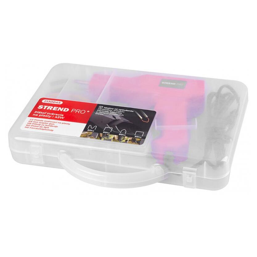 Aparat tip pistol de lipit/sudat plastic, Strend Pro, 43 W, cu accesorii si geanta