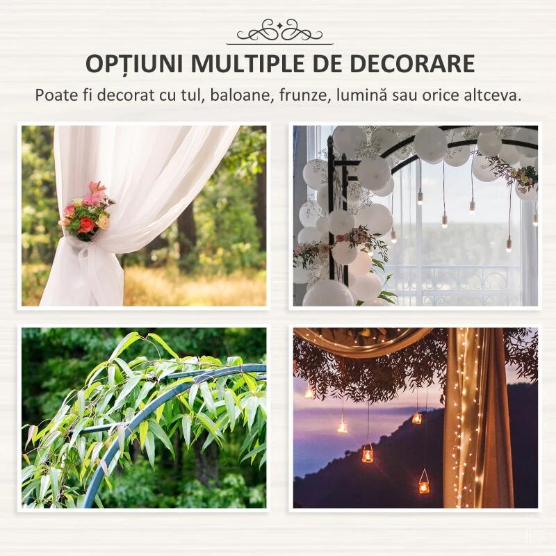 Arcada metalica, pergola, pentru gradina, 114x30x230 cm
