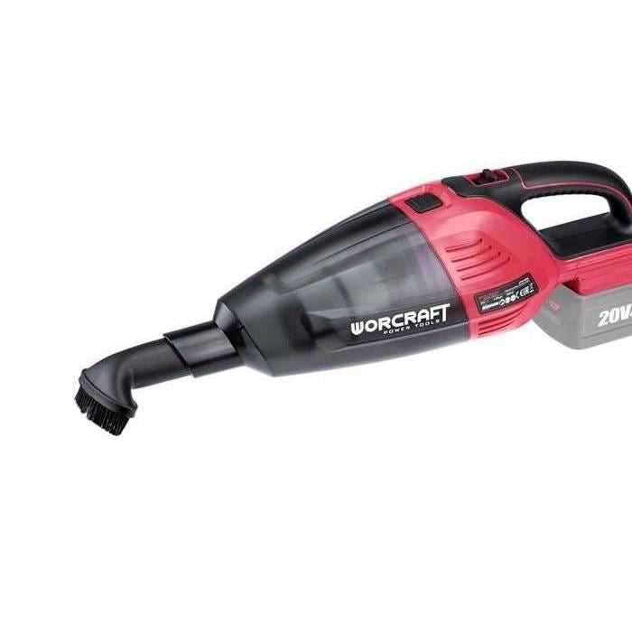 Autós porszívó, 20 V-os Li-ion, 2 Ah-s akkumulátorral, töltővel, HEPA szűrővel, Worcraft