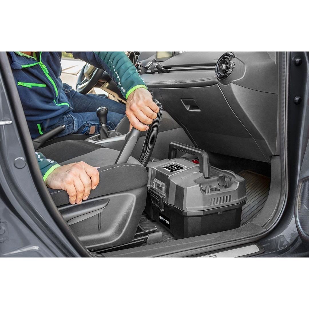 Aspirator de atelier, umed-uscat, 18V Li-ion (acumulator neinclus), functie suflare, cu accesorii, Graphite Energy