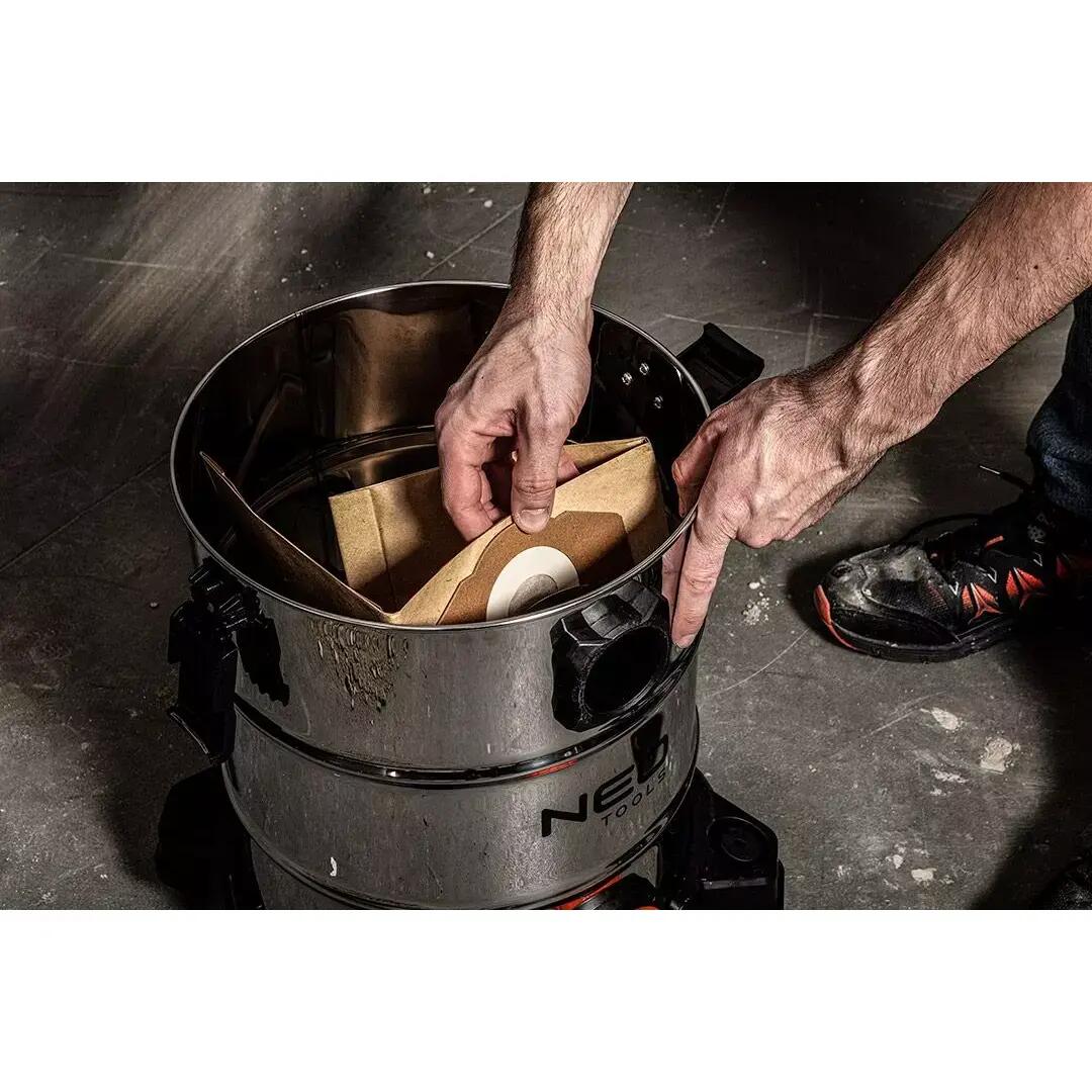 Ipari porszívó, nedves-száraz, 1400 W, 30 L, HEPA szűrő, tartozékokkal, NEO