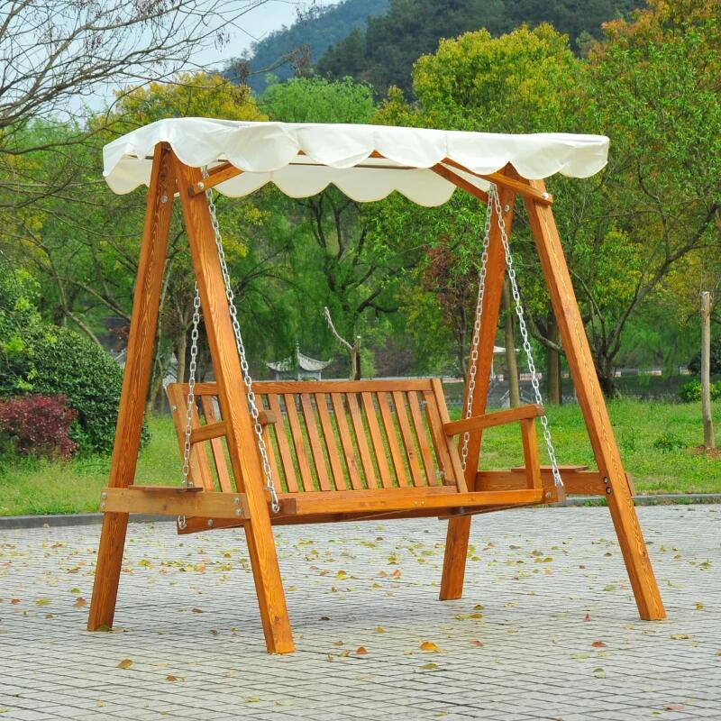 Balansoar gradina, 2 locuri, alb si natur, 162x130x185 cm, structura lemn, max 240 kg, Dakar