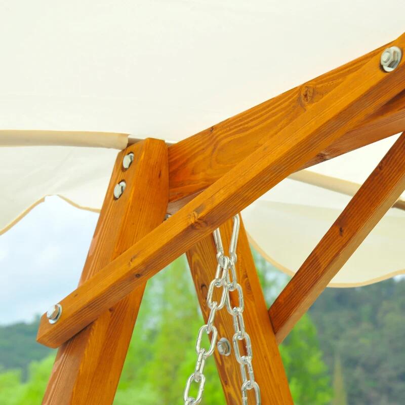 Balansoar gradina, 2 locuri, alb si natur, 162x130x185 cm, structura lemn, max 240 kg, Dakar