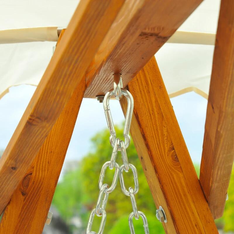 Balansoar gradina, 2 locuri, alb si natur, 162x130x185 cm, structura lemn, max 240 kg, Dakar